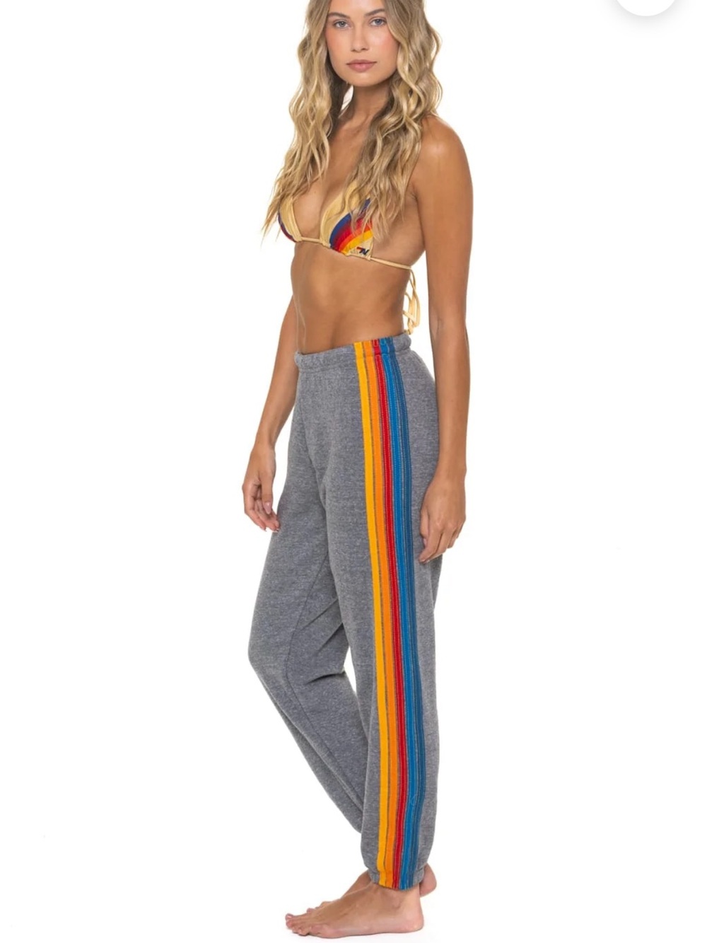 Aviator Nation Gray Joggers with Orange Side Stripe - Picture 2 of 4